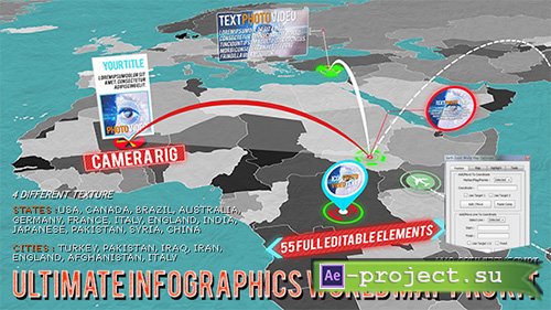 Videohive: 3D World Map Pro Kit - Project for After Effects