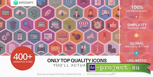 Videohive: 444 Flat Icons - The Ultimate Icon Bundle - Project for After Effects 