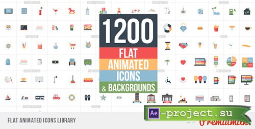 Videohive: Flat Animated Icons Library - Project for After Effects 