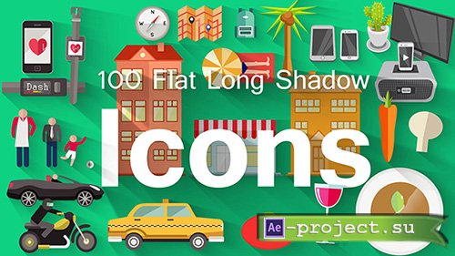 pond5: 100 Flat Long Shadow Icons - Project for After Effects 