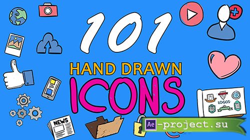 pond5: 101 Hand Drawn Icons - After Effects Template 