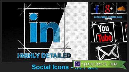 Videohive: Social Media Icons - 30 Pack - Project for After Effects