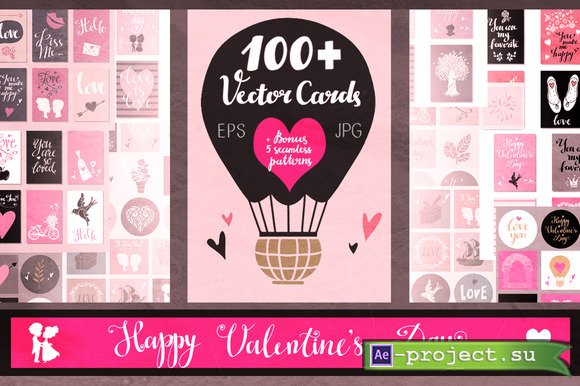 Creativemarket 100 + Valentine's Day Vector Cards 517039