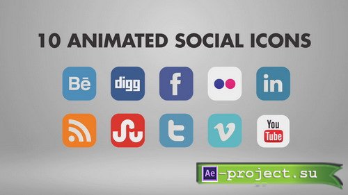 10 Animated Social Icons - Project for After Effects (BlueFX)