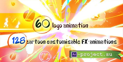 Videohive: 60 Quick Cartoon Logo Reveal Pack &128 Cartoon FX in 9 Packs - Project for After Effects 