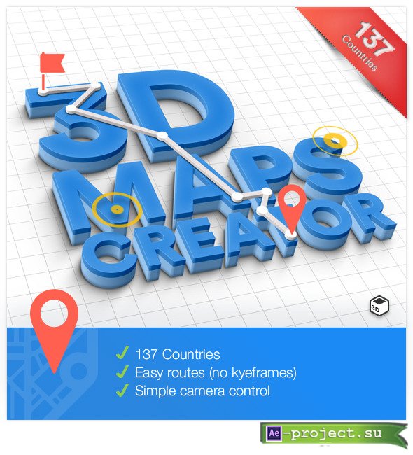 Videohive: 3D Maps Creator v1.0.0 Infographics - Project for After Effects 