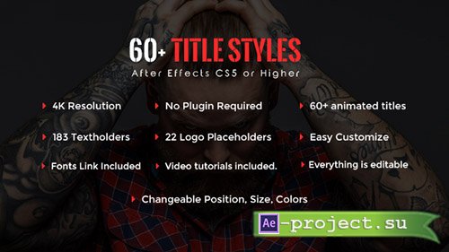 Videohive: SixtyPlus - 60+ Title Styles - Project for After Effects 