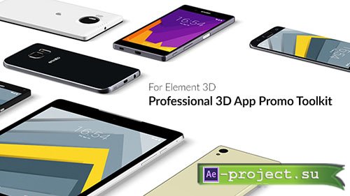 Videohive: Professional 3D App Promo Toolkit for Element 3D - Project for After Effects 