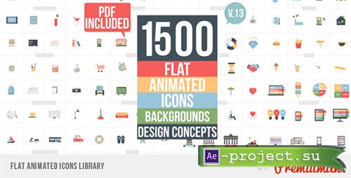 Videohive: Flat Animated Icons Library V.13 - Project for After Effects 