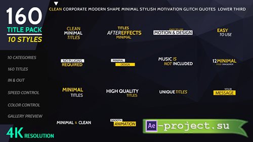 Videohive: 160 Titles Pack Different Styles - Project for After Effects 
