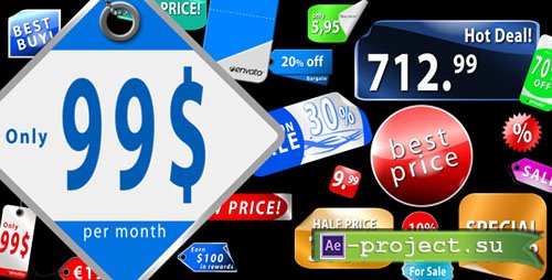Videohive: Collection of Sticker labels & Price tags (AE CS4) - Project for After Effects 