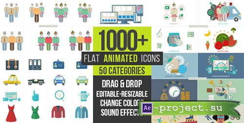 Videohive: Flat Animated Icons 1000+ - Project for After Effects 