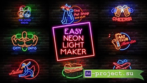 Videohive: Easy Neon Lights Maker - Project for After Effects 