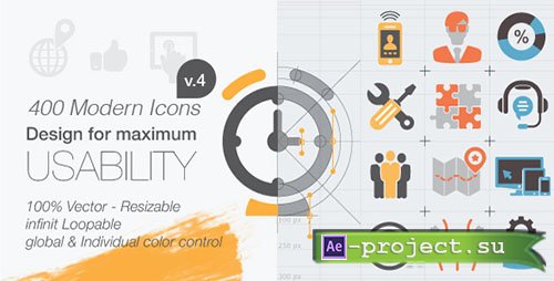 Videohive: 400 Animated Icons V4 - Project for After Effects