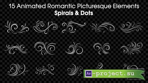 Videohive: 15 Animated Romantic Picturesque Elements Spirals and Dots - Motion Graphics 