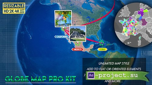 Videohive: Globe Map Pro Kit - Project for After Effects 