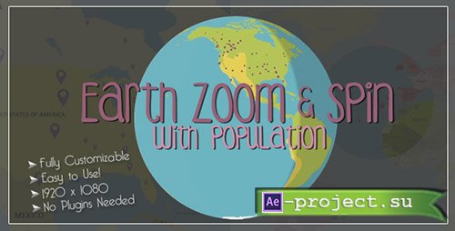 Videohive: Earth Zoom and Spin with Population Template - Project for After Effects 