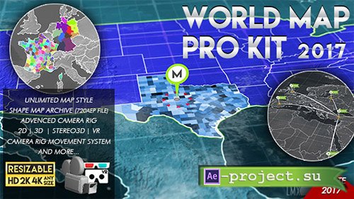 Videohive: World Map Pro Kit - Project for After Effects 