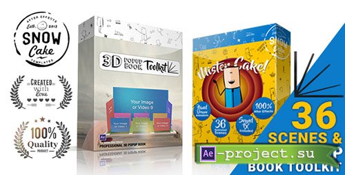 Videohive: 3D Pop-Up Book Toolkit featuring Mister Cake | Toolkit & Story Construction Set - Project for After Effects 