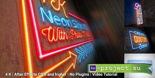 Videohive: Neon Sign Kit With Photo Motion - Project for After Effects 