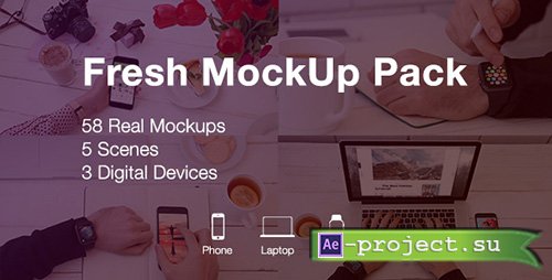 Videohive: Fresh Mockup Pack // Phone, Laptop, Watch Devices - Project for After Effects 