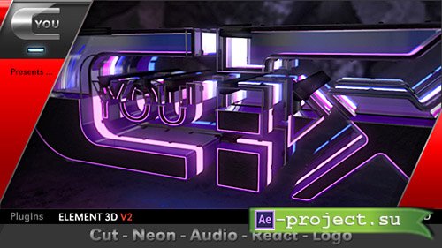 Videohive: Cut Neon Audio React Logo - Project for After Effects 