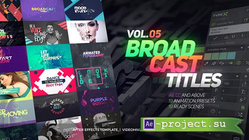 Videohive: TypeX - Text Animation Tool | VOL.05: Broadcast Titles Pack - Project for After Effects & Script 