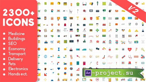 Videohive: 2300 Animated Icons Pack - Project for After Effects 