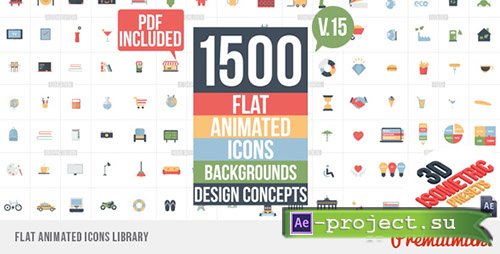 Videohive: Flat Animated Icons Library v15 - Project for After Effects 