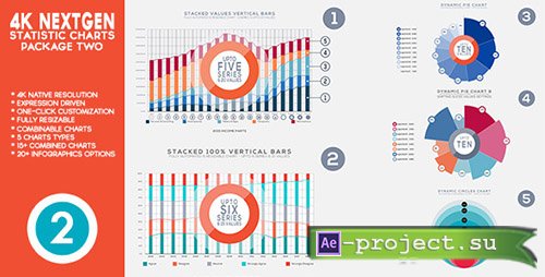Videohive: 4K NextGenVideohive: Resizable Statistics Charts & Infographics Pack Two - Project for After Effects 