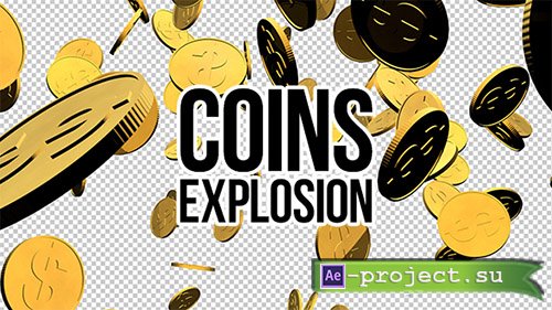 Videohive: 3D Gold Coins Explosion - Motion Graphic 