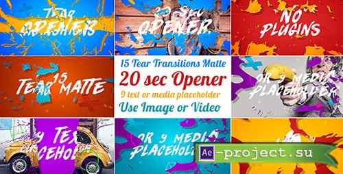 Videohive: 15 Tear Transitions with Opener - Project for After Effects 