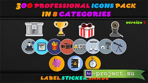Videohive: Animated Icons_300 Motion Icons - Project for After Effects 