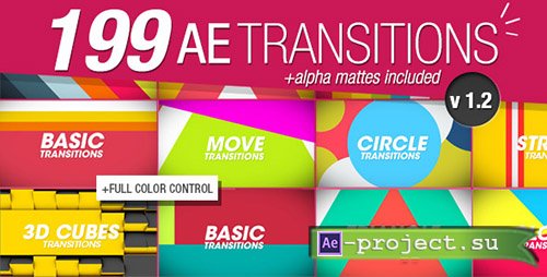 Videohive: 199 Transitions Pack v1.2 - Project for After Effects 