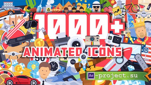 Videohive: 1000+ Flat Animated Icons Pack - Project for After Effects