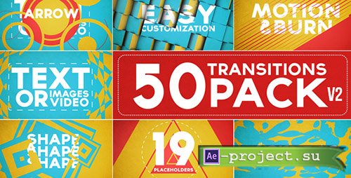 Videohive: 50 Transitions Pack with Opener - Project for After Effects 