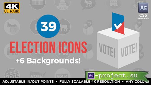 Videohive: 39 Flat USA Election Icons - Project for After Effects 