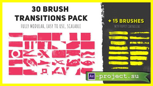 Videohive: 30 Brush Transitions Pack - Project for After Effects 