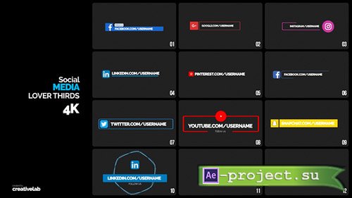 Videohive: Social Media Lower Thirds 21883024 - Project for After Effects & Premiere Pro 