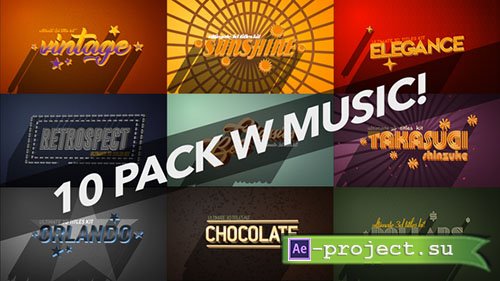 Videohive: 4K Vintage Retro 10 Logo Text Intro Pack - Project for After Effects 