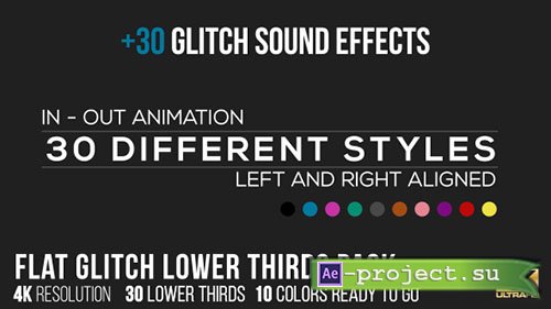 Videohive: Flat Glitch Lower Thirds + 30 Glitch Sound Effects - Project for After Effects 