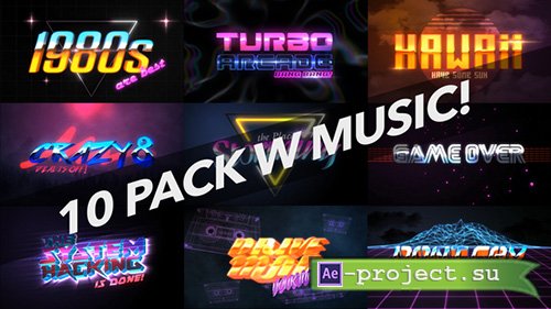 Videohive: 4K 1980s 10 Logo Text Intro Pack - Project for After Effects