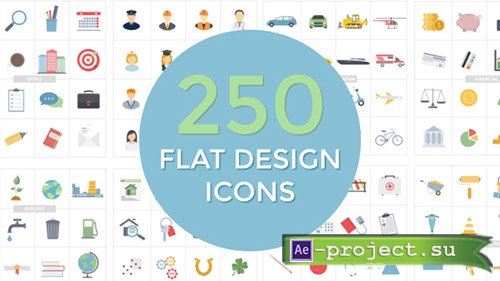 Videohive: Flat Design Icons - Project for After Effects 