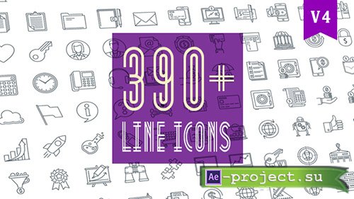 Videohive: Line Icons Pack 390 Animated Icons - Project for After Effects 