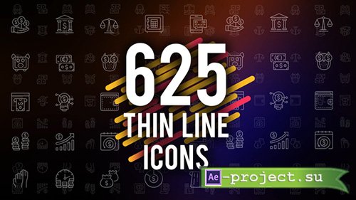 Videohive: 625 Thin Line Icons - Project for After Effects 