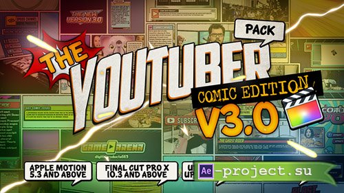 Videohive: The YouTuber Pack - Comic Edition V3.0 - Final Cut Pro X & Apple Motion 