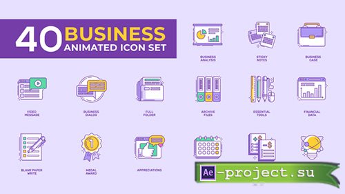 Videohive: 40 Animated Business Icon Set - Project for After Effects 