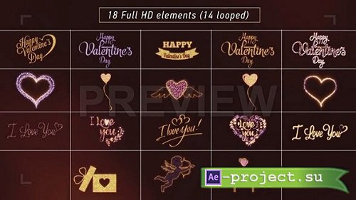 Shiny Love, Hearts, Valentine's Day Pack 173093 - Motion Graphics