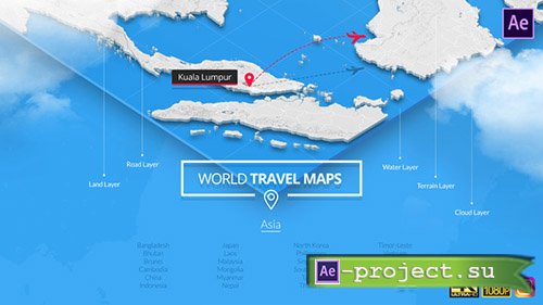 Videohive: World Travel Maps - Asia - Project for After Effects 