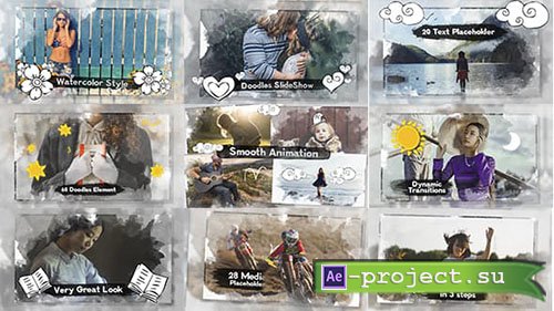 Videohive: Photo Slideshow  Watercolor & Doodles - Project for After Effects 